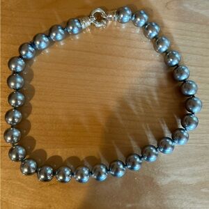 Gray faux pearl necklace
